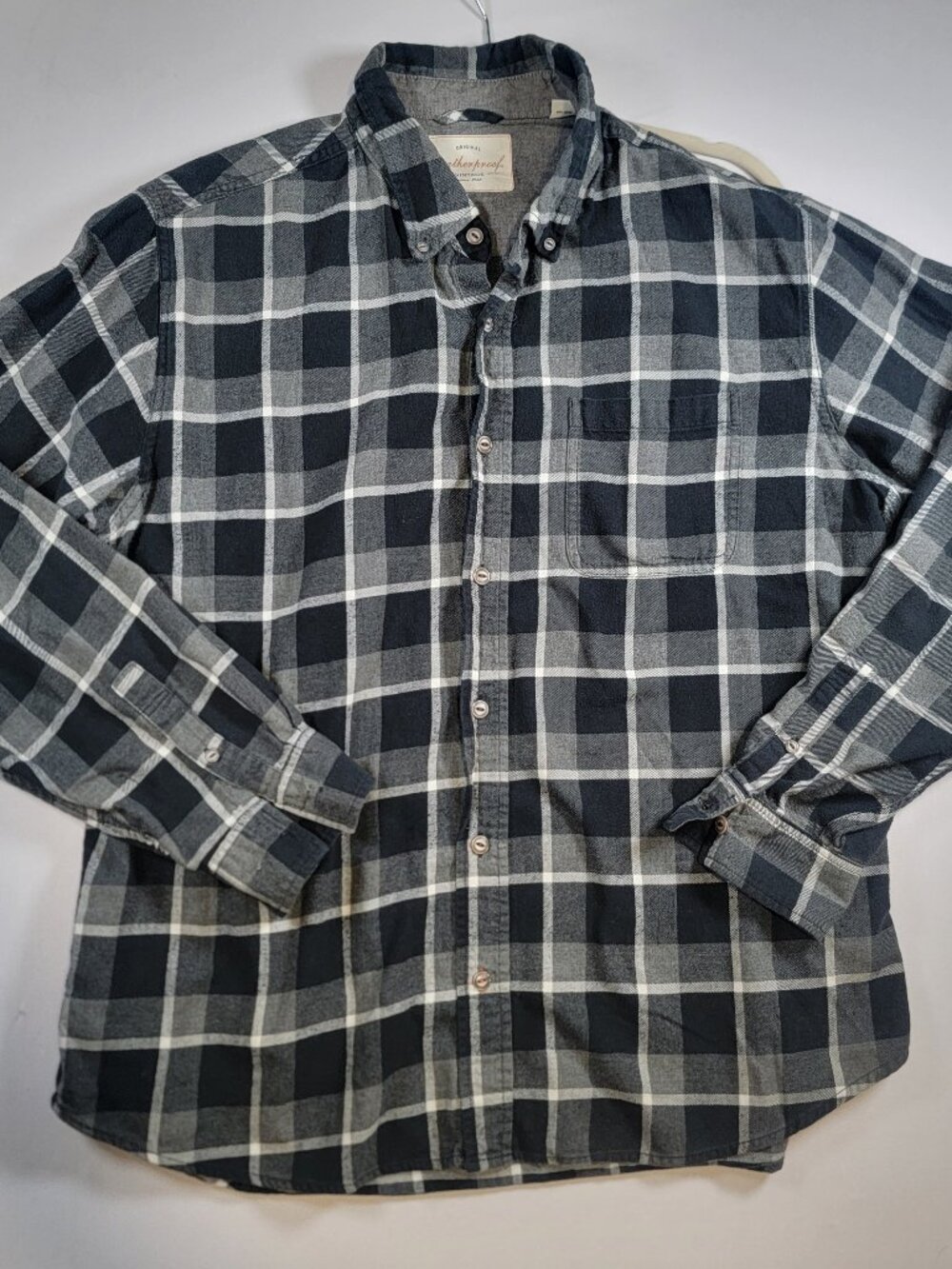 Weatherproof Vintage Gray Plaid Flannel Shirt Mens XXL